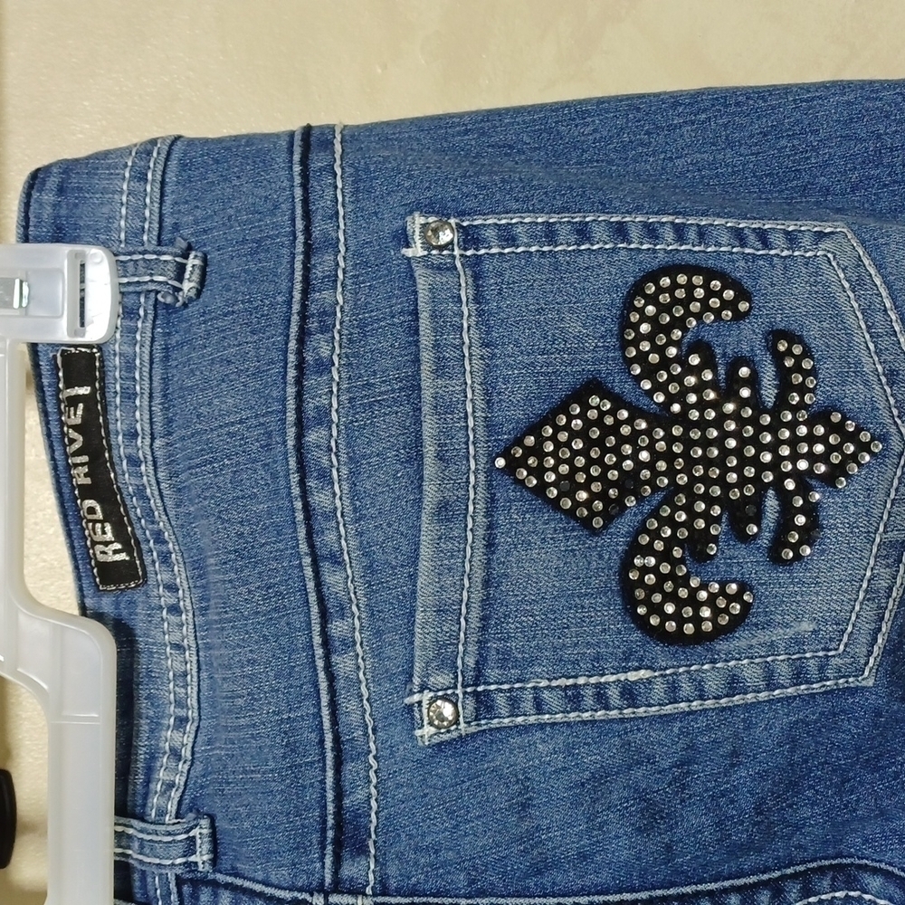RED RIVET JEANS SIZE 9 - Picture 8 of 9